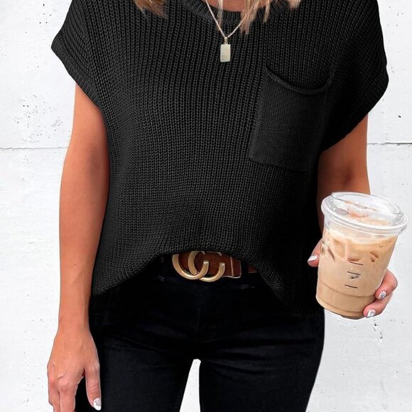 Women's Casual Short Sleeve Loose Tunic Tops - Lightweight Knit Spring Pullover - Picture 2 of 6